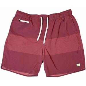 Vuori Banks Unlined Shorts XXL Burgundy Stripe Athletic Swim